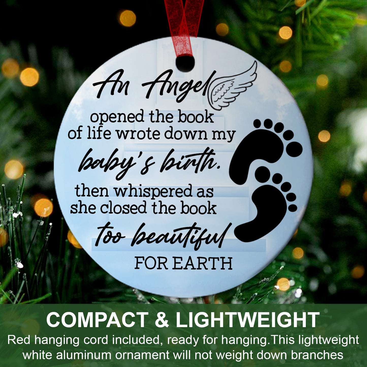 Memorial Ornament Christmas An Angel Opened The Book Ornament Sympathy Keepsake Gift For The Loss Of Baby-Aluminum Metal Ornament With Ribbon