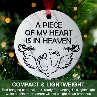 Miscarriage Ornament Christmas A Piece Of My Heart Is In Heaven Ornament Sympathy Keepsake Gift For The Loss Of Baby-Aluminum Metal Ornament With Ribbon