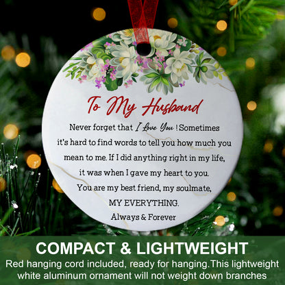 To My Husband Ornament Married Christmas Ornament Anniversary Gift For Husband -Aluminum Metal Ornament With Ribbon