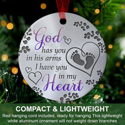 Miscarriage Ornament God Has You In His Arms Ornament- Sympathy Gift For Loss Of Baby- Aluminum Metal Ornament- Baby Remembrance Gift