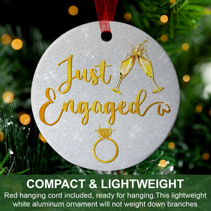 Engagement Ornament Just Engaged Ornament Engagement Gifts For Couples - Aluminum Metal Ornament- Couple Christmas Ornament For Him Or Her