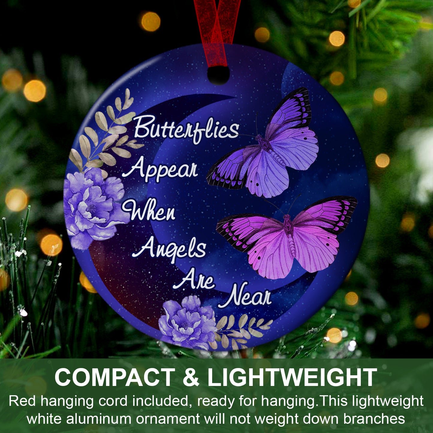 Butterfly Memorial Ornament Butterflies Appear When Angels Are Near Ornament Sympathy Keepsake Gift For Loss Of A Loved One - Aluminum Metal Ornament