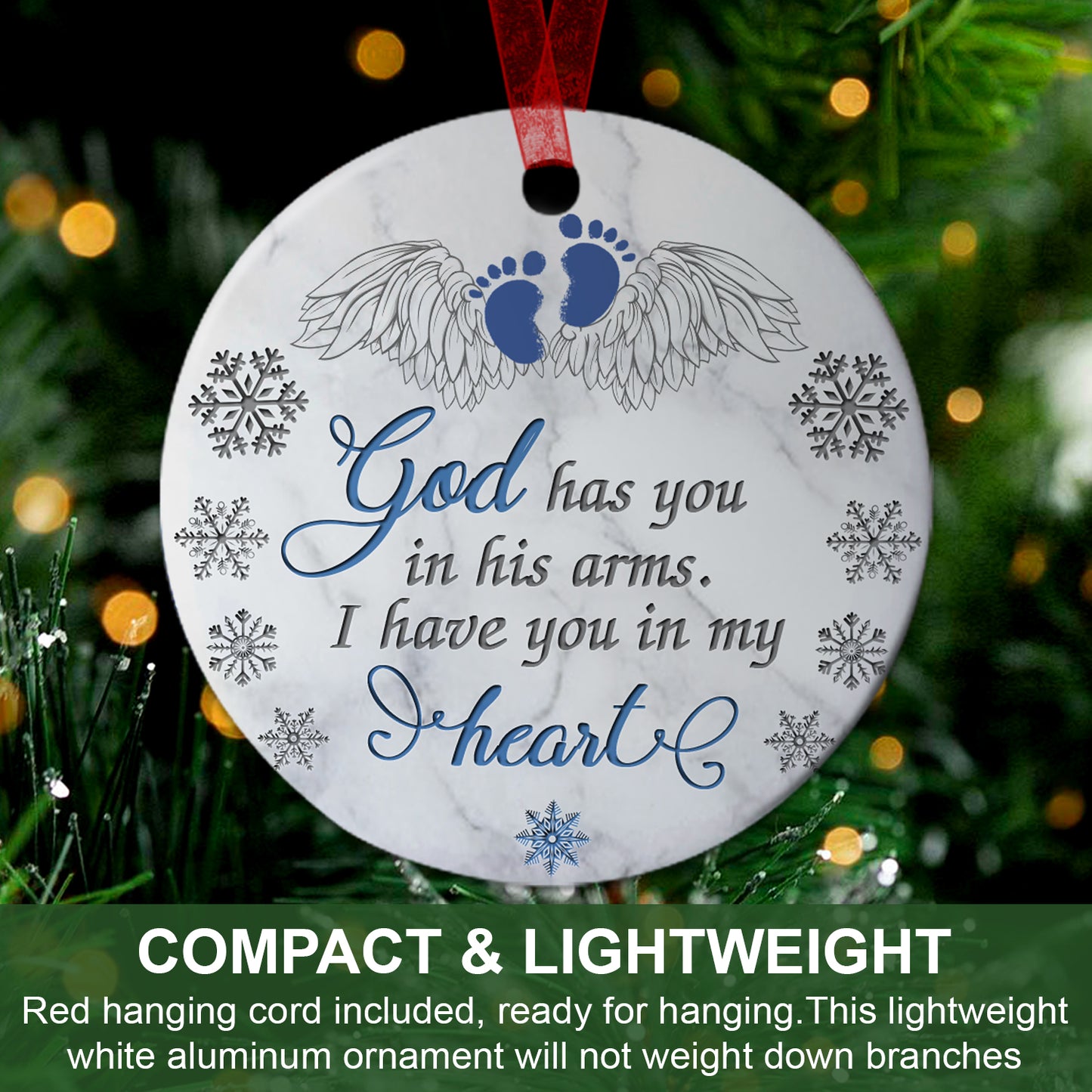 Baby Memorial Ornament God Has You In His Arms Ornament Sympathy Keepsake Gift For Loss Of Baby - Aluminum Metal Ornament- Baby Remembrance Gift