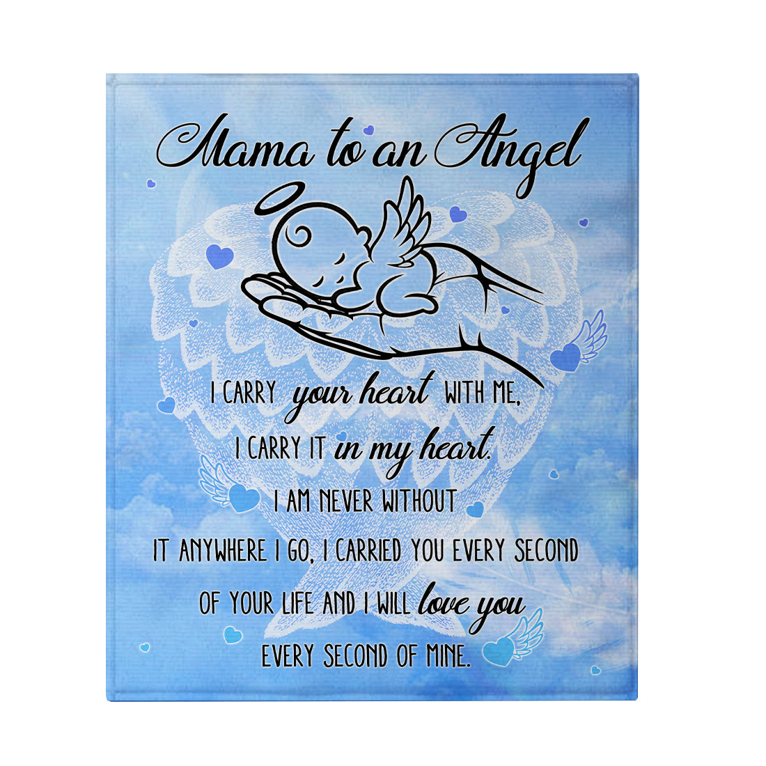 Loss of Baby Sympathy Gifts Mama To An Angel, Angel Baby Memorial Blanket- Miscarriage Memorial Gifts For Parents, Dad, Mom - Velveteen Plush Blanket