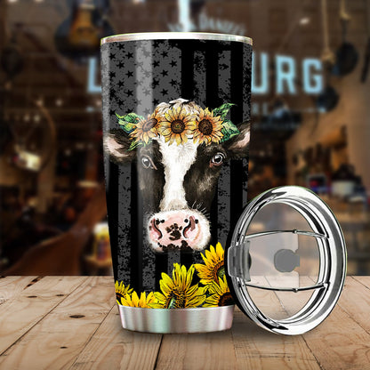 Unifinz Farmer Cow Tumbler Sunflower Cow Lover Tumbler Cup Awesome Farmer Travel Mug 2022
