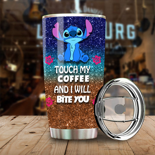 Unifinz Stitch Tumbler Touch My Coffee And I Will Bite You Tumbler Cup Cute Funny DN Stitch Travel Mug 2022