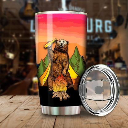 Unifinz Camping Tumbler Camping Bear I Hate People Tumbler Cup Amazing Camping Travel Mug 2022