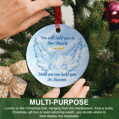 Angel Baby Memorial Ornament We Will Hold You In Our Hearts Ornament Sympathy Keepsake Gift For Loss Of Baby - Aluminum Metal Ornament With Ribbon