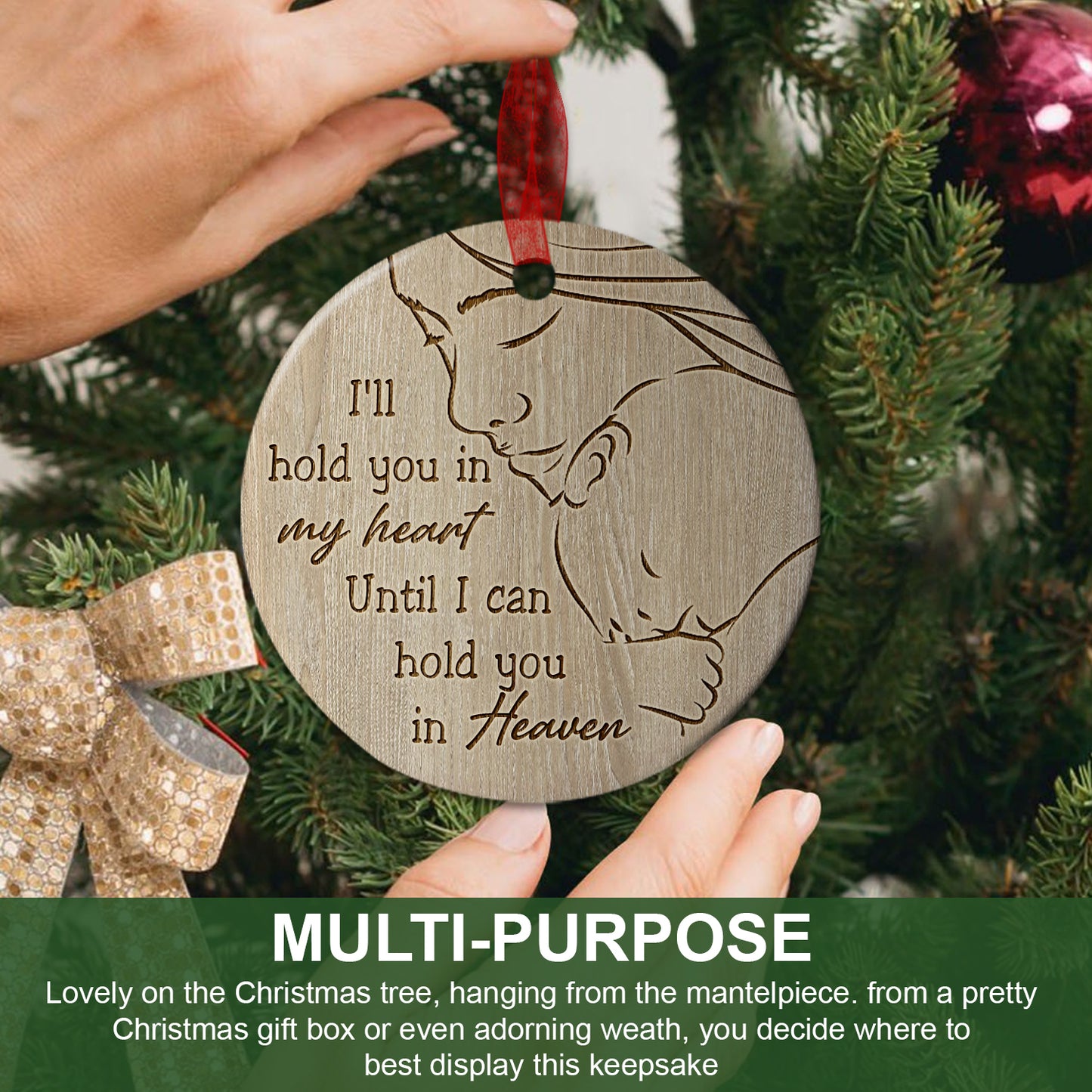 Baby Ornament Christmas I Will Hold You In My Heart Ornament Sympathy Keepsake Gift For The Loss Of Baby-Aluminum Metal Ornament