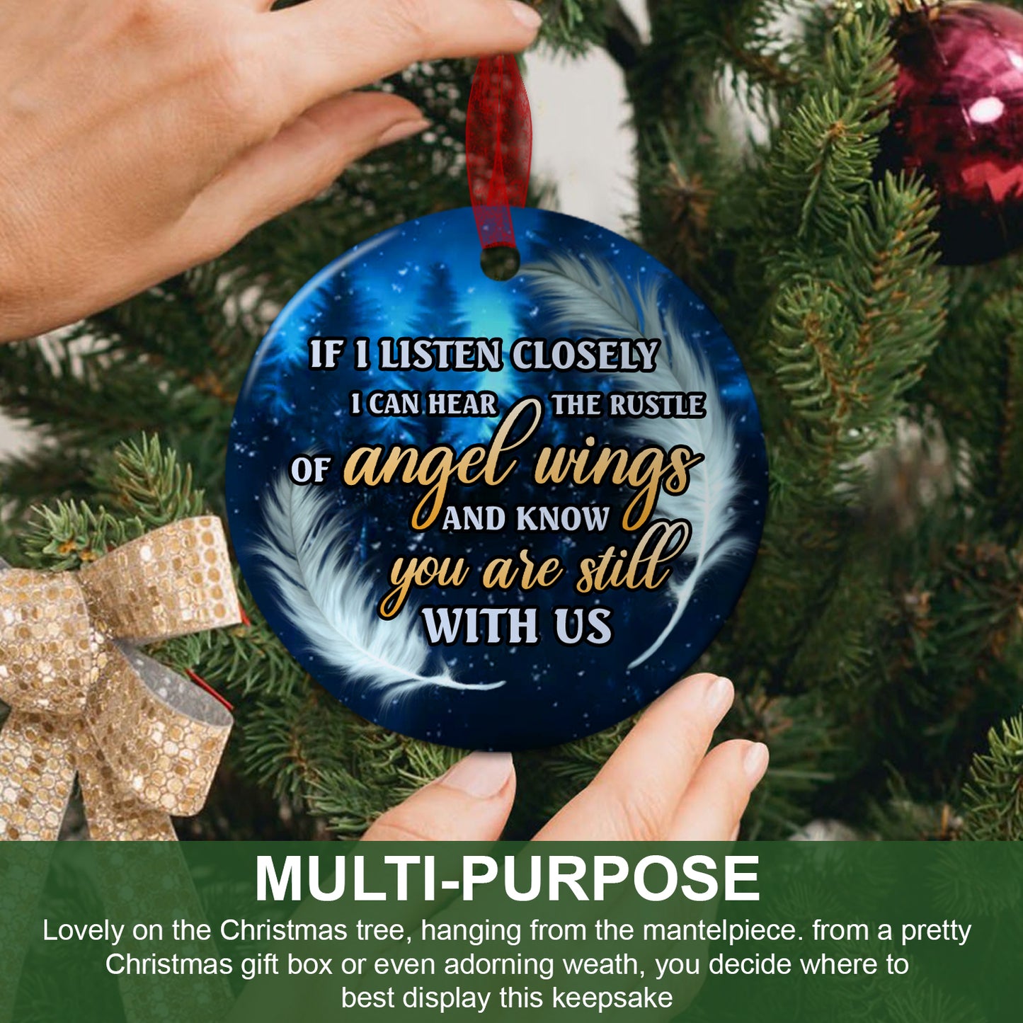 Angel Wings Memorial Ornament In Loving Memory Ornament Sympathy Keepsake Gift For The Loss Of A Loved One - Aluminum Metal Ornament With Ribbon