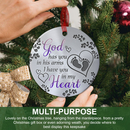 Miscarriage Ornament God Has You In His Arms Ornament- Sympathy Gift For Loss Of Baby- Aluminum Metal Ornament- Baby Remembrance Gift