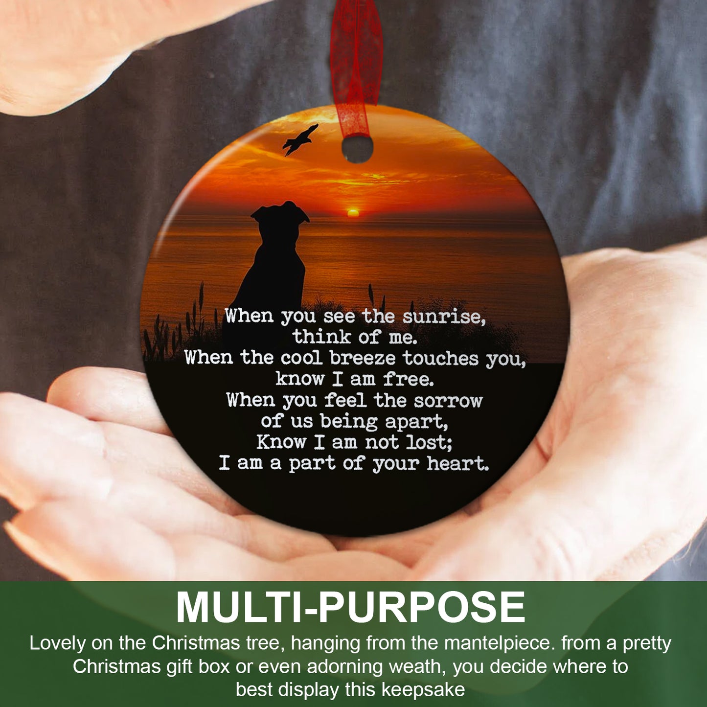 Dog Memorial Ornament When You See The Sunrise Think Of Me Ornament Sympathy Gift For Loss Of Dog - Aluminum Metal Ornament- Pet Memorial Gifts