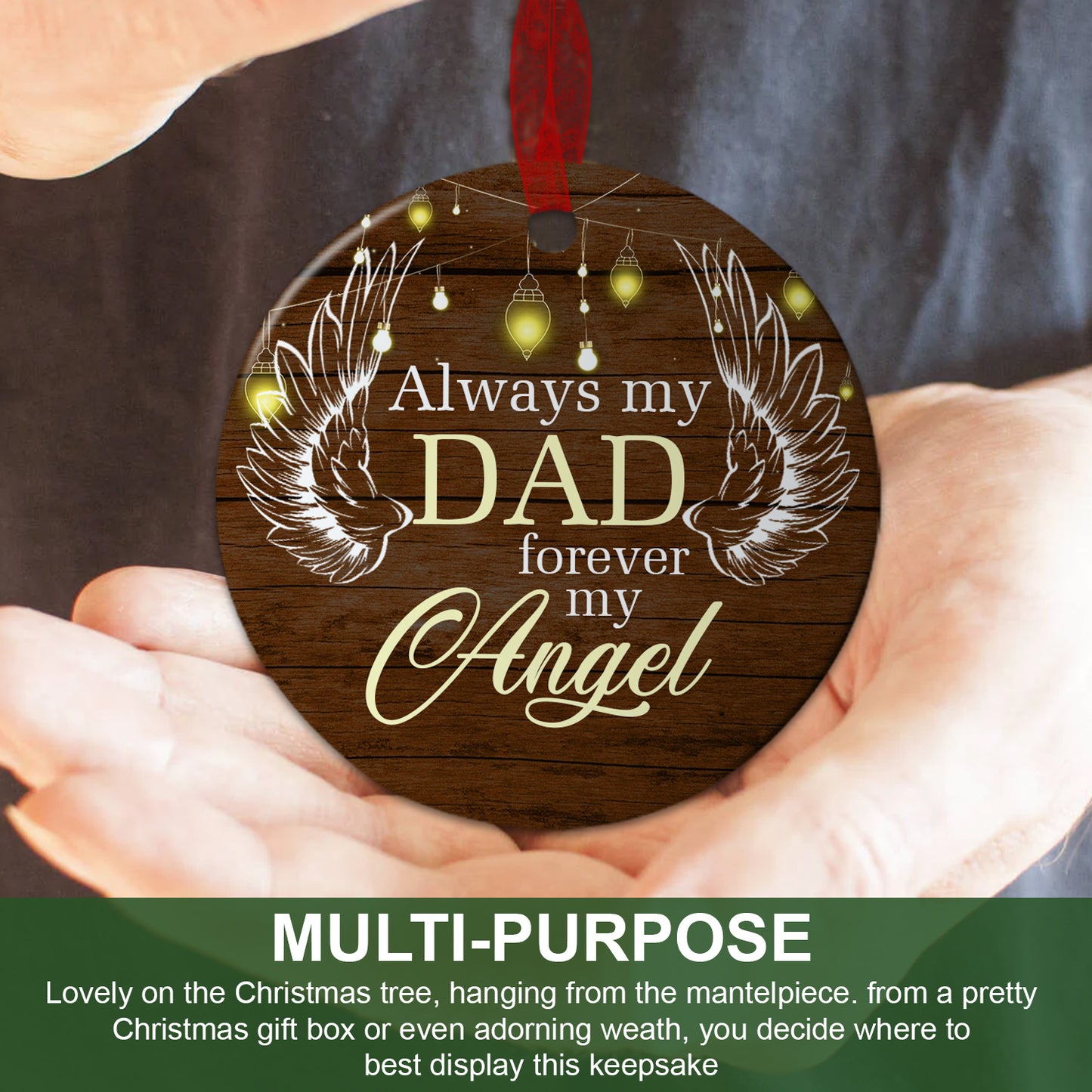 Dad Angel Ornament Always My Dad Forever My Angel Ornament Sympathy Gift For Loss Of Dad - Aluminum Metal Ornament- Father Memorial Gifts