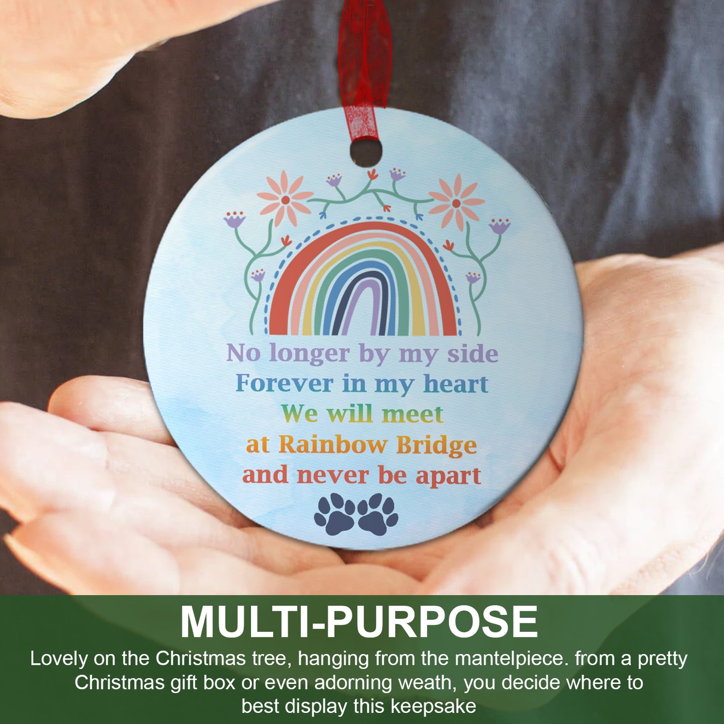 Loss of Pet Gifts- Dog Memorial Ornament We Will Meet At Rainbow Bridge Ornament Sympathy Gift For Loss Of Dog - Aluminum Metal Ornament