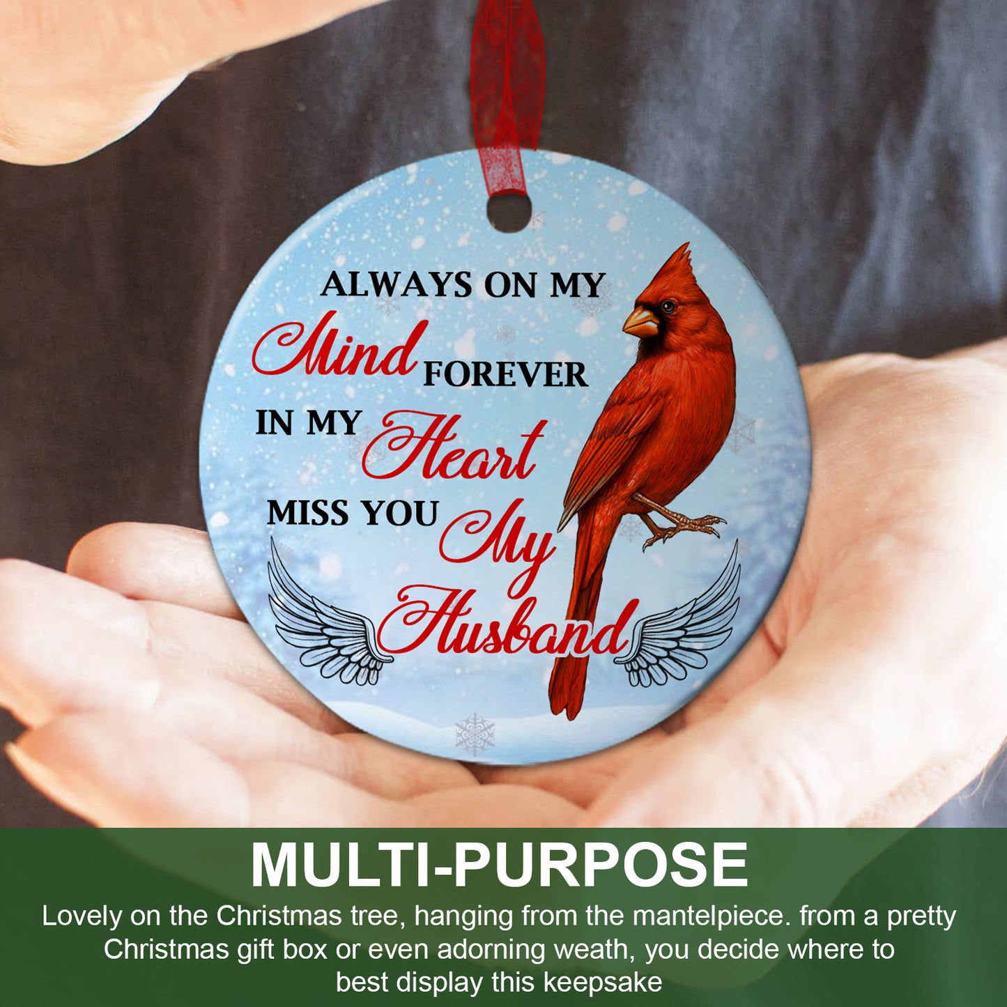 Husband Keepsake Always On My Mind Forever In My Heart Ornament Memorial Gift For Loss Of Husband - Aluminum Metal Ornament - In Loving Memory Of Husband