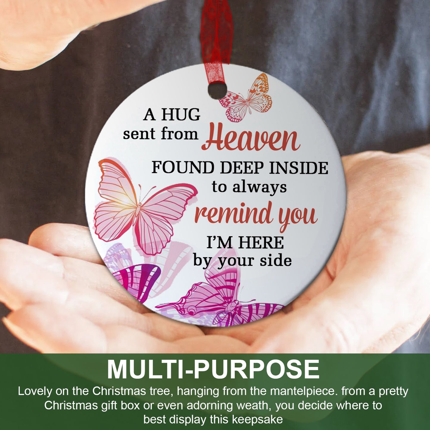 Keepsake Ornament A Hug Sent Form Heaven Ornament Memorial Gift For Loss Of Loved Ones - Aluminum Metal Ornament- In Loving Memory Of Dad Mom