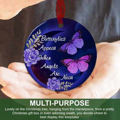 Butterfly Memorial Ornament Butterflies Appear When Angels Are Near Ornament Sympathy Keepsake Gift For Loss Of A Loved One - Aluminum Metal Ornament