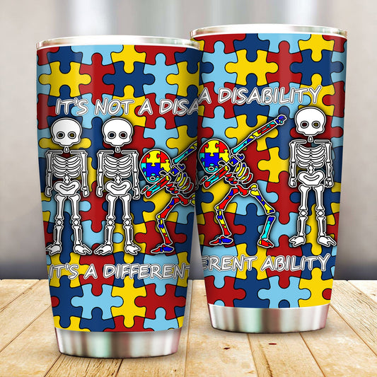 Unifinz Autism Tumbler Skeleton Its Not A Disability Colorful Tumbler Cup Amazing Autism Travel Mug 2022