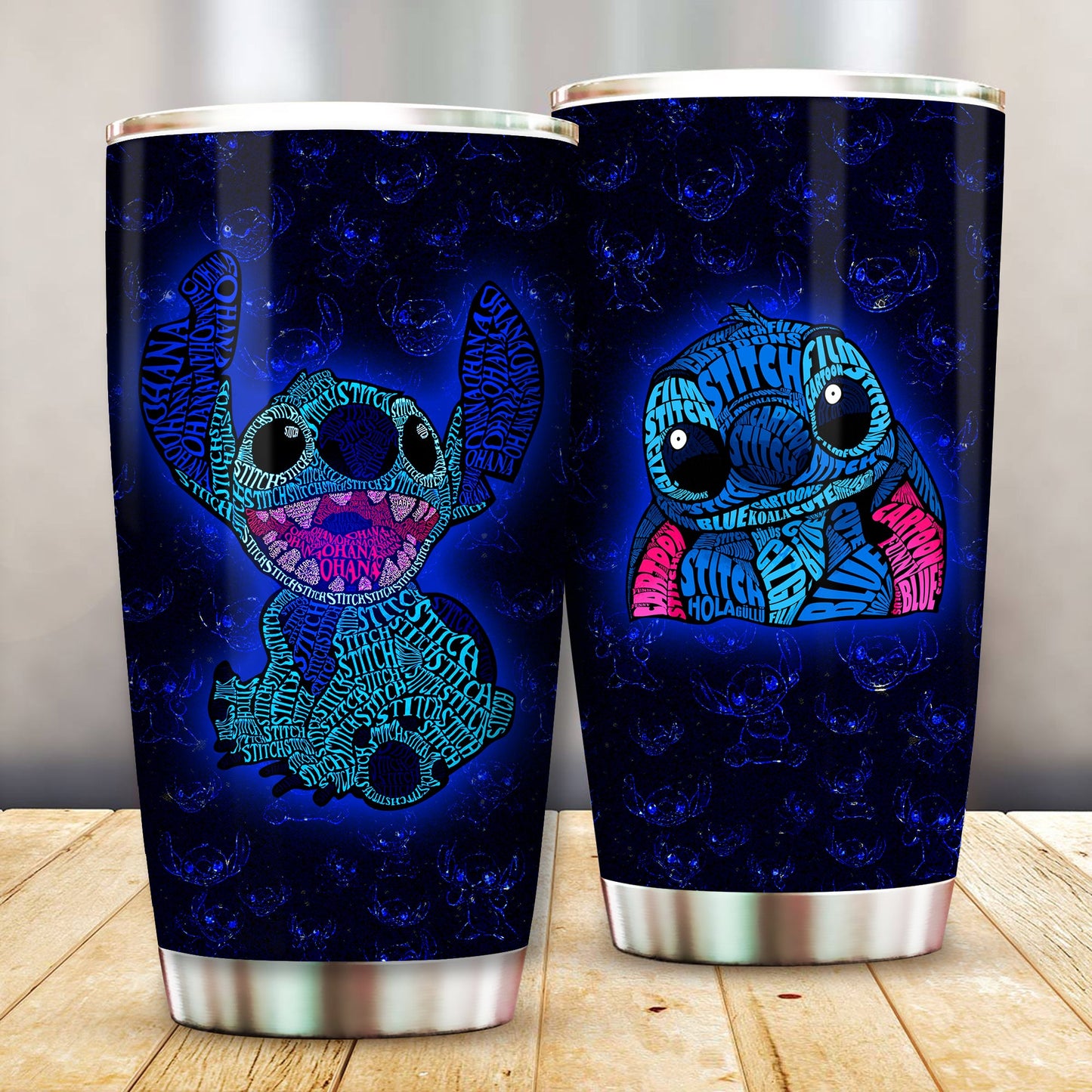 Unifinz DN Tumbler Adorable Stitch Ohana Beauty Art Words Stitch Tumbler Cup 20 oz Cute DN Stitch Travel Mug 2022
