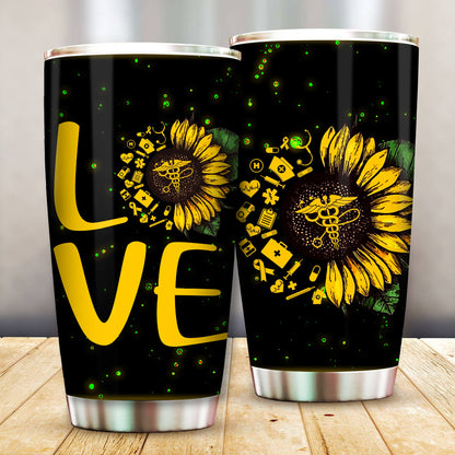 Unifinz Nurse Tumbler Love Nurse Sunflower Tumbler Cup Awesome High Quality Nurse Travel Mug 2023