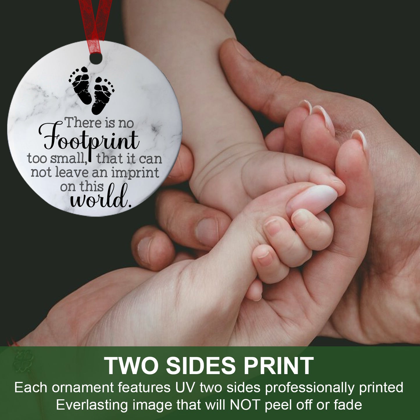 Baby Ornament Christmas These is No Footprint Miscarriage Ornament Sympathy Keepsake Gift For The Loss Of Baby-Aluminum Metal Ornament With Ribbon