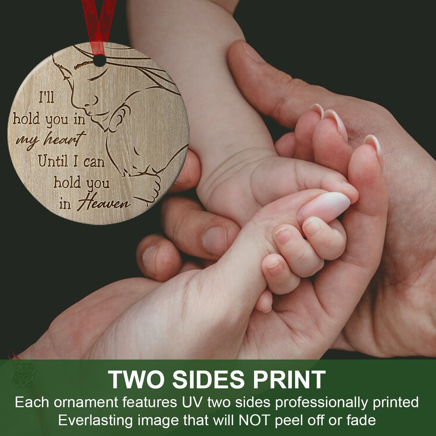 Baby Ornament Christmas I Will Hold You In My Heart Ornament Sympathy Keepsake Gift For The Loss Of Baby-Aluminum Metal Ornament