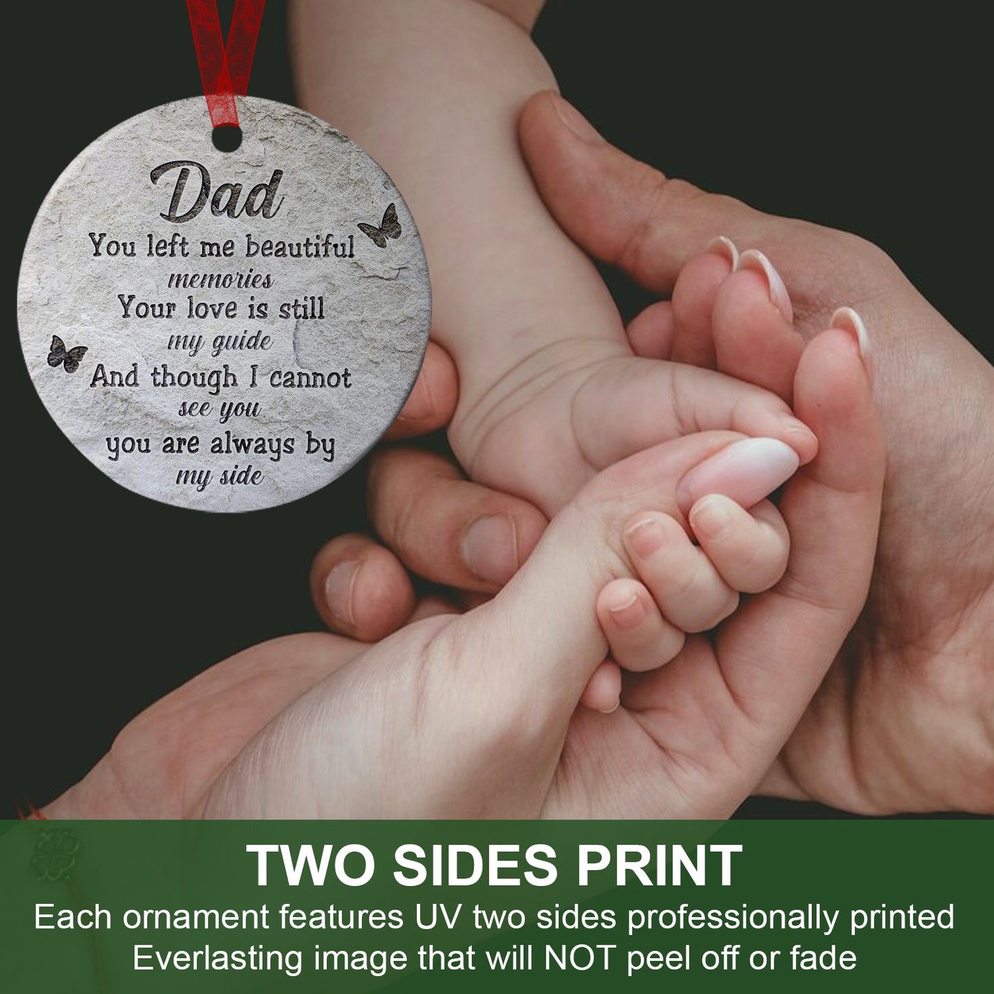 Dad Memorial Ornament Dad You Left Me Beautiful Memories Christmas Ornament Sympathy Keepsake Gift For The Loss Of Father-Aluminum Metal Ornament