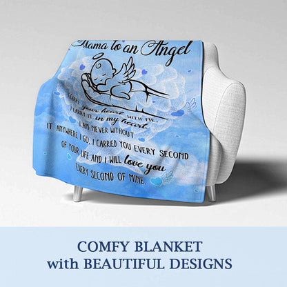 Loss of Baby Sympathy Gifts Mama To An Angel, Angel Baby Memorial Blanket- Miscarriage Memorial Gifts For Parents, Dad, Mom - Velveteen Plush Blanket