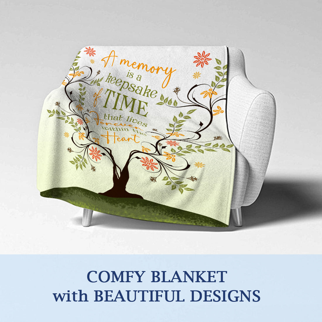 In Loving Memory Gift- A Memory Is A Keepsake Of Time Blanket- Memorial Gifts For Loss Of Loved One- Velveteen Plush Blanket- Loss Of Dad Mom Son Husband