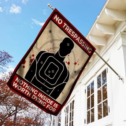 Halloween Flag No Trespassing Nothing Inside Is Worth Dying For Funny Halloween House Flag Garden Flag