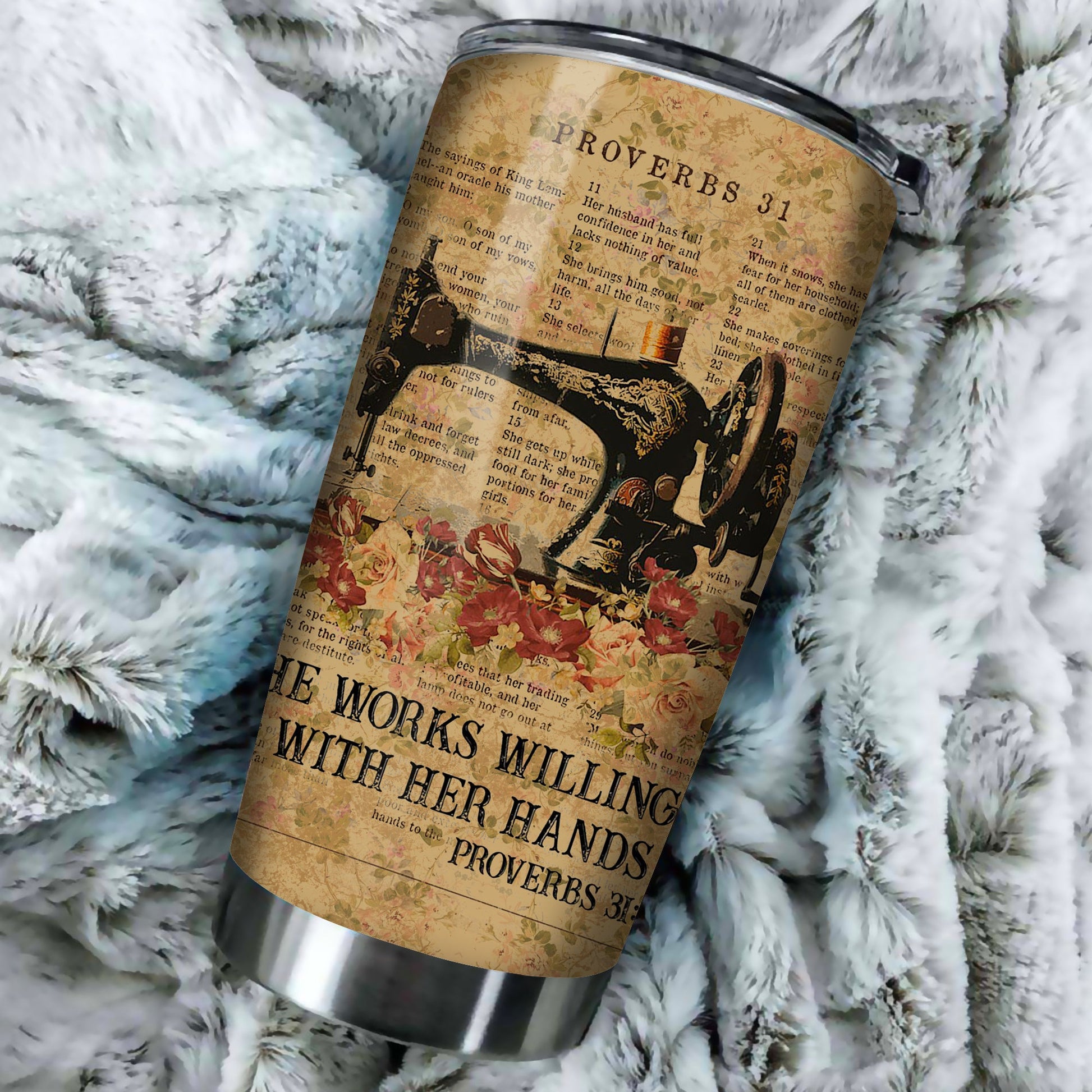 Unifinz Sewing Tumbler Vintage She Works Willingly With Her Hands Tumbler Cup Amazing Sewing Travel Mug 2024