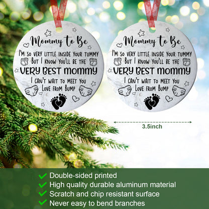 Mommy To Be Christmas Ornament Pregnancy Announcement Ornament Expecting Baby Gift For New Parents-Aluminum Metal Ornament