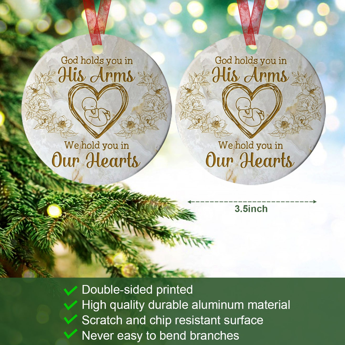 Baby Memorial Ornament God Hold You In His Arms We Hold You In Our Hearts Ornament Sympathy Keepsake Gift For The Loss Of Baby-Aluminum Metal Ornament