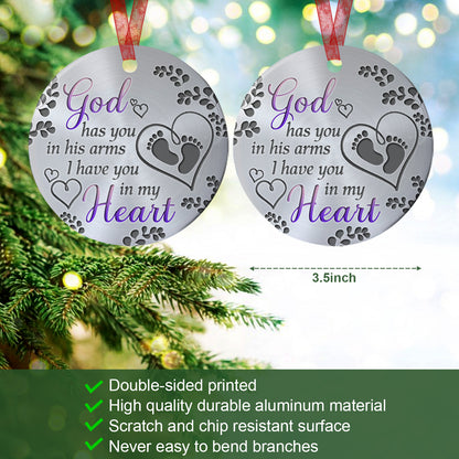 Miscarriage Ornament God Has You In His Arms Ornament- Sympathy Gift For Loss Of Baby- Aluminum Metal Ornament- Baby Remembrance Gift