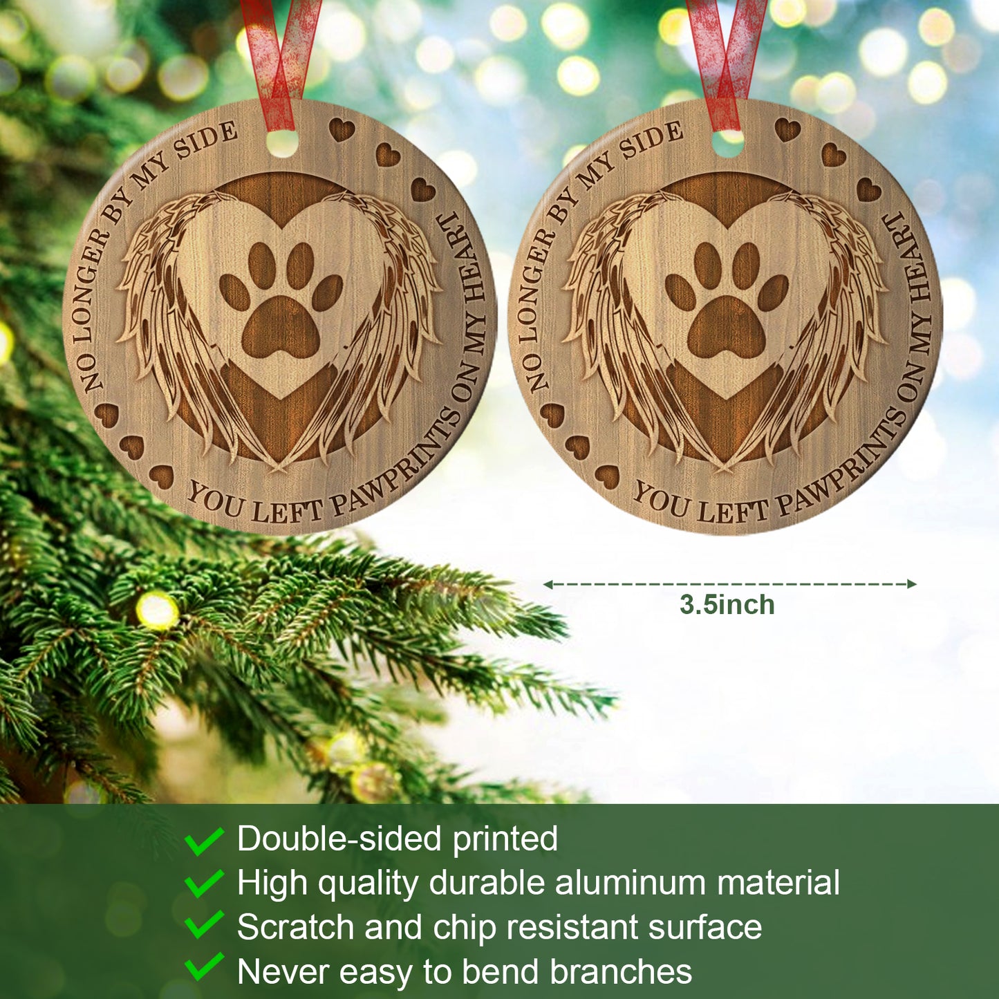 Dog Memorial Ornament You Left Pawprints On My Heart Here Ornament Sympathy Gift For Loss Of Dog - Aluminum Metal Ornament- Pet Memorial Gifts