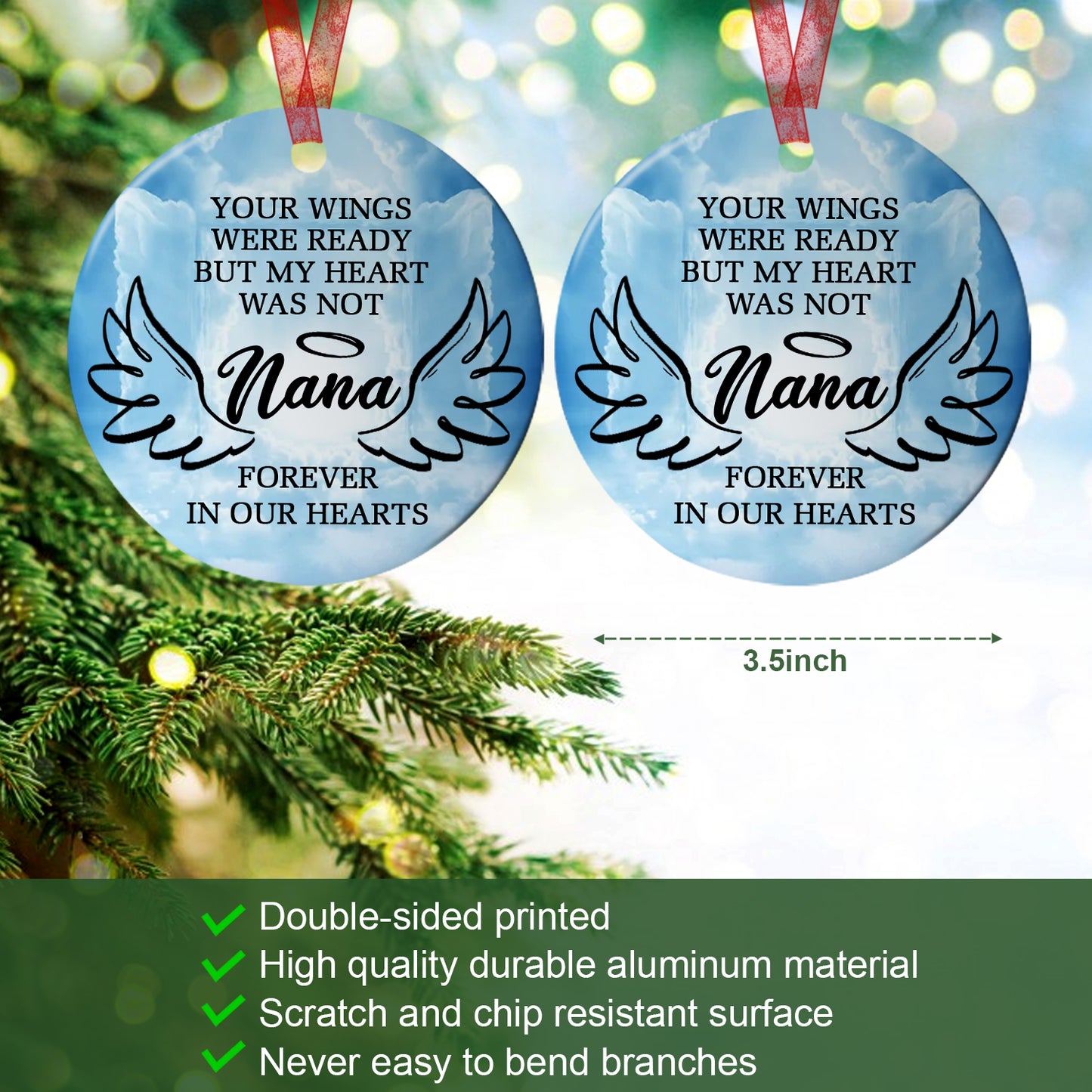 In Loving Memory Of Grandma Ornament Your Wings Were Ready But My Heart Was Not Ornament Memorial Gift For Loss Of Nana - Aluminum Metal Ornament