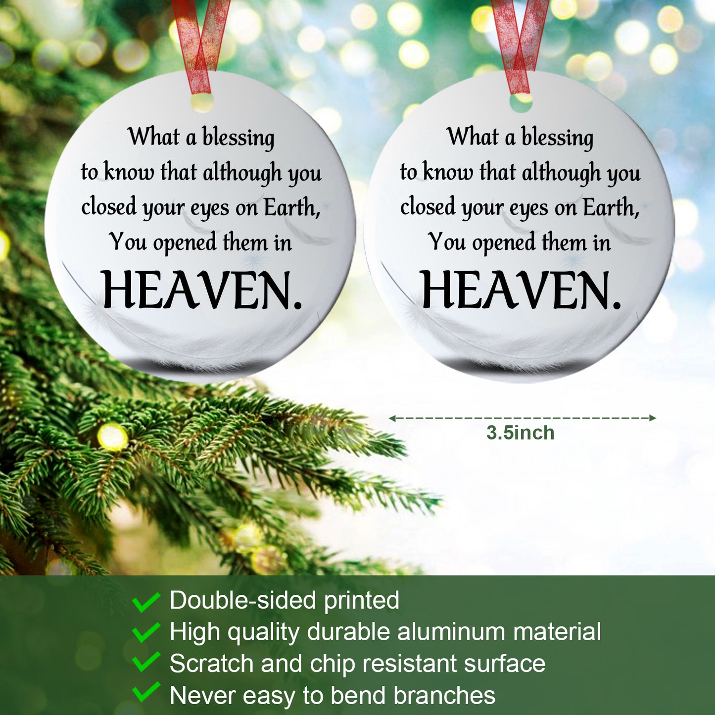 Memorial Ornament What A Blessing To Know Sympathy Ornament Remembrance Gift For Keepsake Of Loved One-Aluminum Metal Ornament With Ribbon