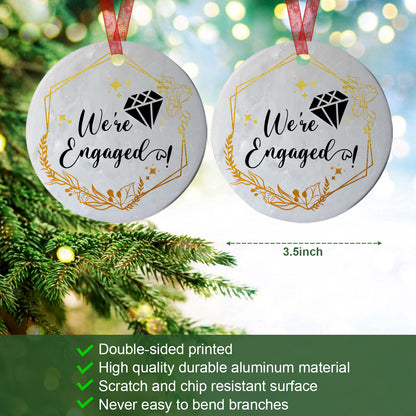 Engagement Ornament We're Engaged Ornament Engagement Gifts For Couples Fiance - Aluminum Metal Ornament- Couple Christmas Ornament