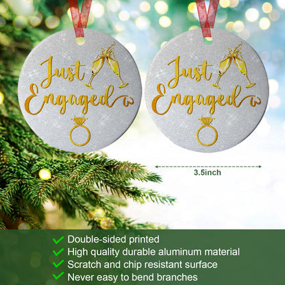 Engagement Ornament Just Engaged Ornament Engagement Gifts For Couples - Aluminum Metal Ornament- Couple Christmas Ornament For Him Or Her