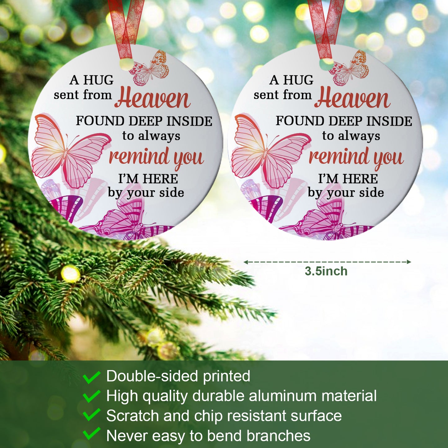 Keepsake Ornament A Hug Sent Form Heaven Ornament Memorial Gift For Loss Of Loved Ones - Aluminum Metal Ornament- In Loving Memory Of Dad Mom