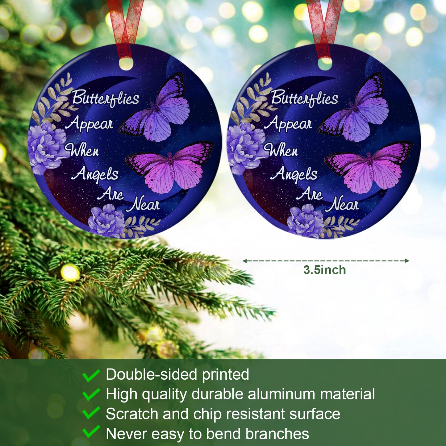 Butterfly Memorial Ornament Butterflies Appear When Angels Are Near Ornament Sympathy Keepsake Gift For Loss Of A Loved One - Aluminum Metal Ornament