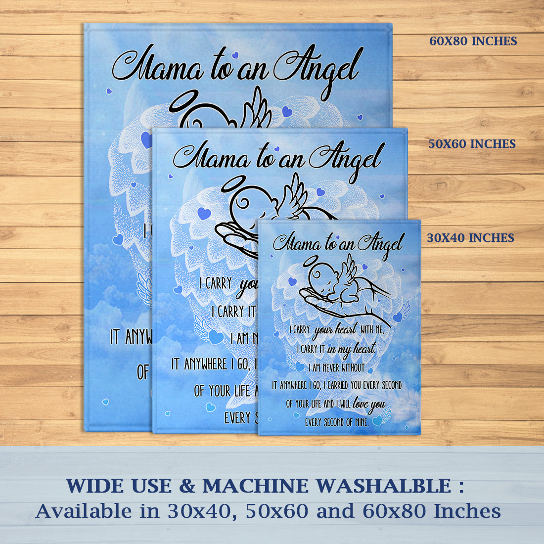 Loss of Baby Sympathy Gifts Mama To An Angel, Angel Baby Memorial Blanket- Miscarriage Memorial Gifts For Parents, Dad, Mom - Velveteen Plush Blanket