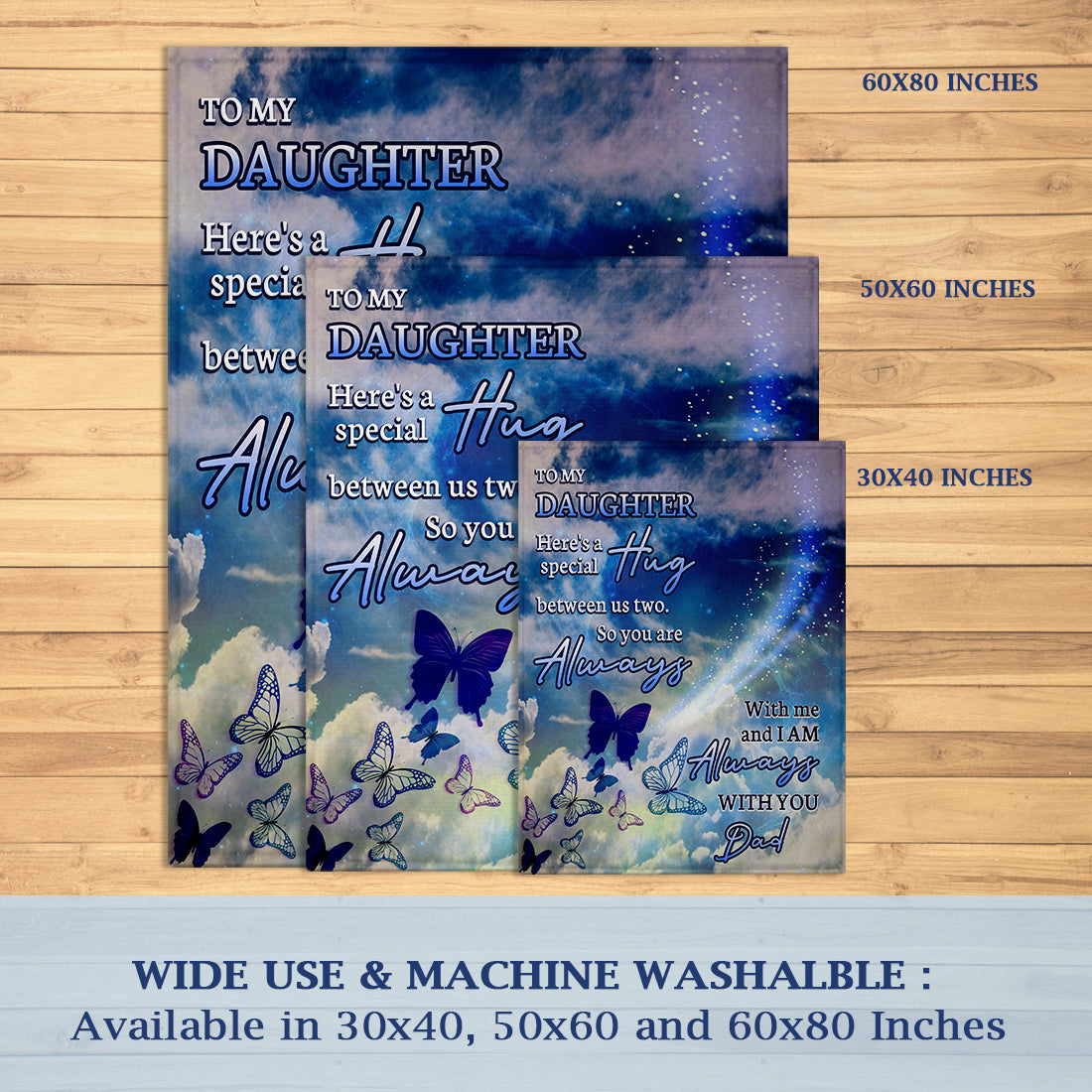 Dad Sympathy Blanket- To My Daughter Here Special Hug Blanket- Memorial Gifts For Loss Of Father- Velveteen Plush Blanket- In Loving Memory Of Dad