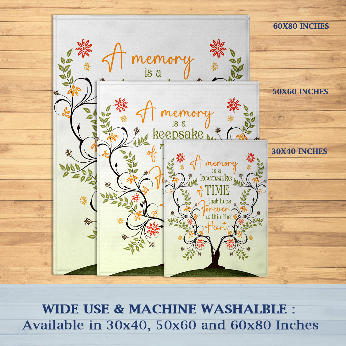 In Loving Memory Gift- A Memory Is A Keepsake Of Time Blanket- Memorial Gifts For Loss Of Loved One- Velveteen Plush Blanket- Loss Of Dad Mom Son Husband