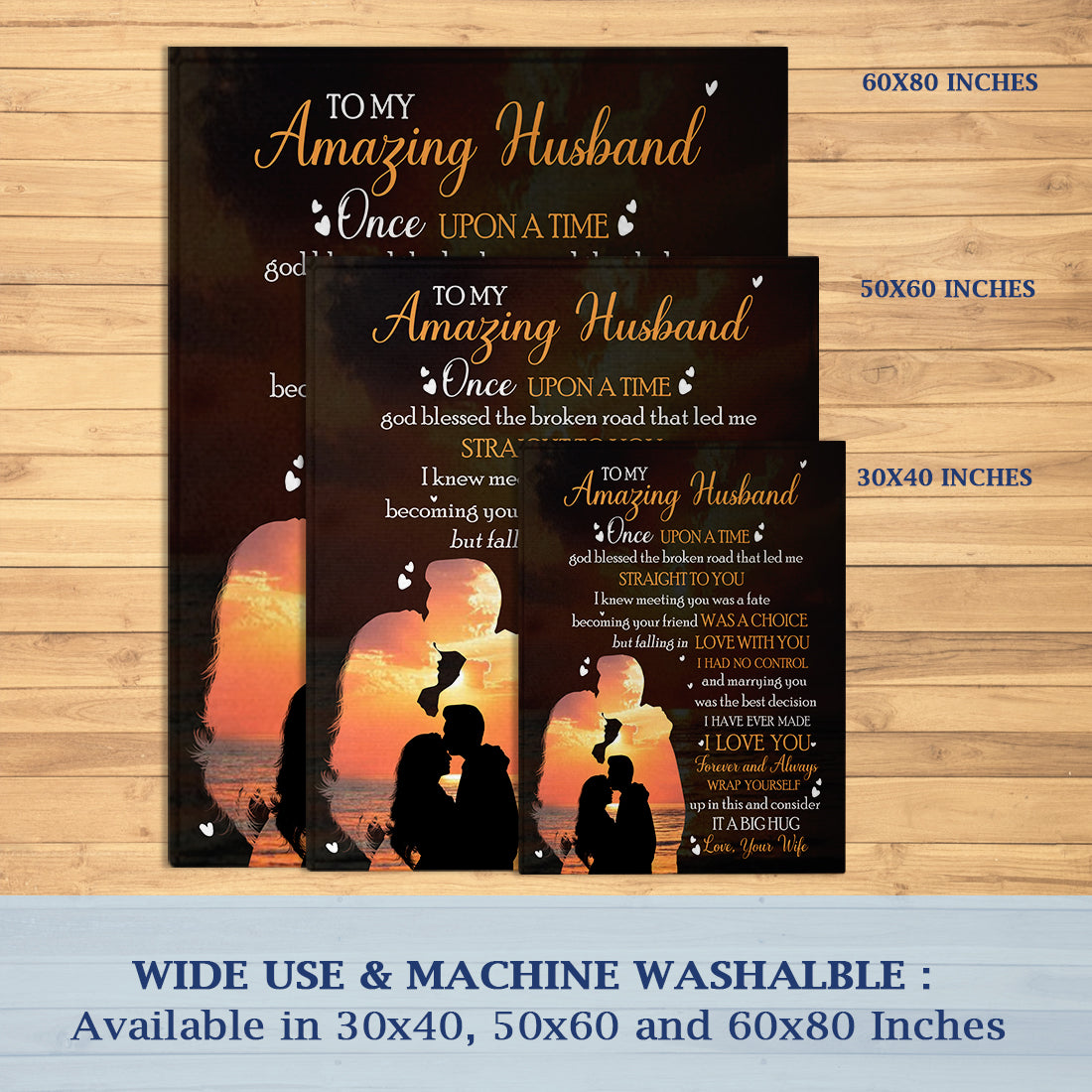 To My Husband Blanket- Valentines Day Gifts For Him, Valentines Gift For Husband- Velveteen Plush Blanket- Gifts For Anniversary Birthday, Blanket From Wife, Best Husband Gift Ideas