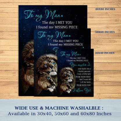 To My Man Blanket- Valentines Day Gifts For Him, Valentines Gift For Husband Boyfriend- Velveteen Plush Blanket- Gifts For Anniversary Birthday, Love Blanket From Wife Girlfriend