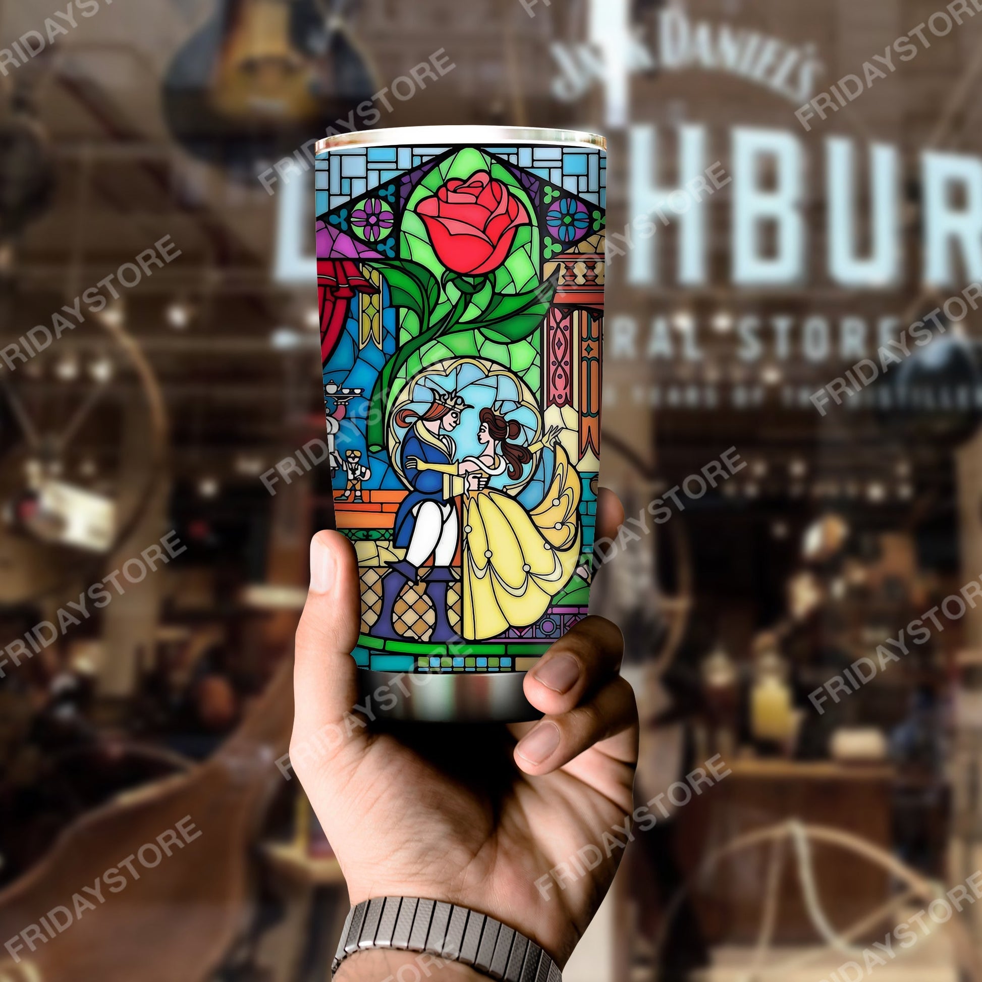 Unifinz DN Tumbler Beauty Princess And The Beast Stained Glass Tumbler Cup DN Beauty And The Beast Travel Mug 20oz 30oz 2025