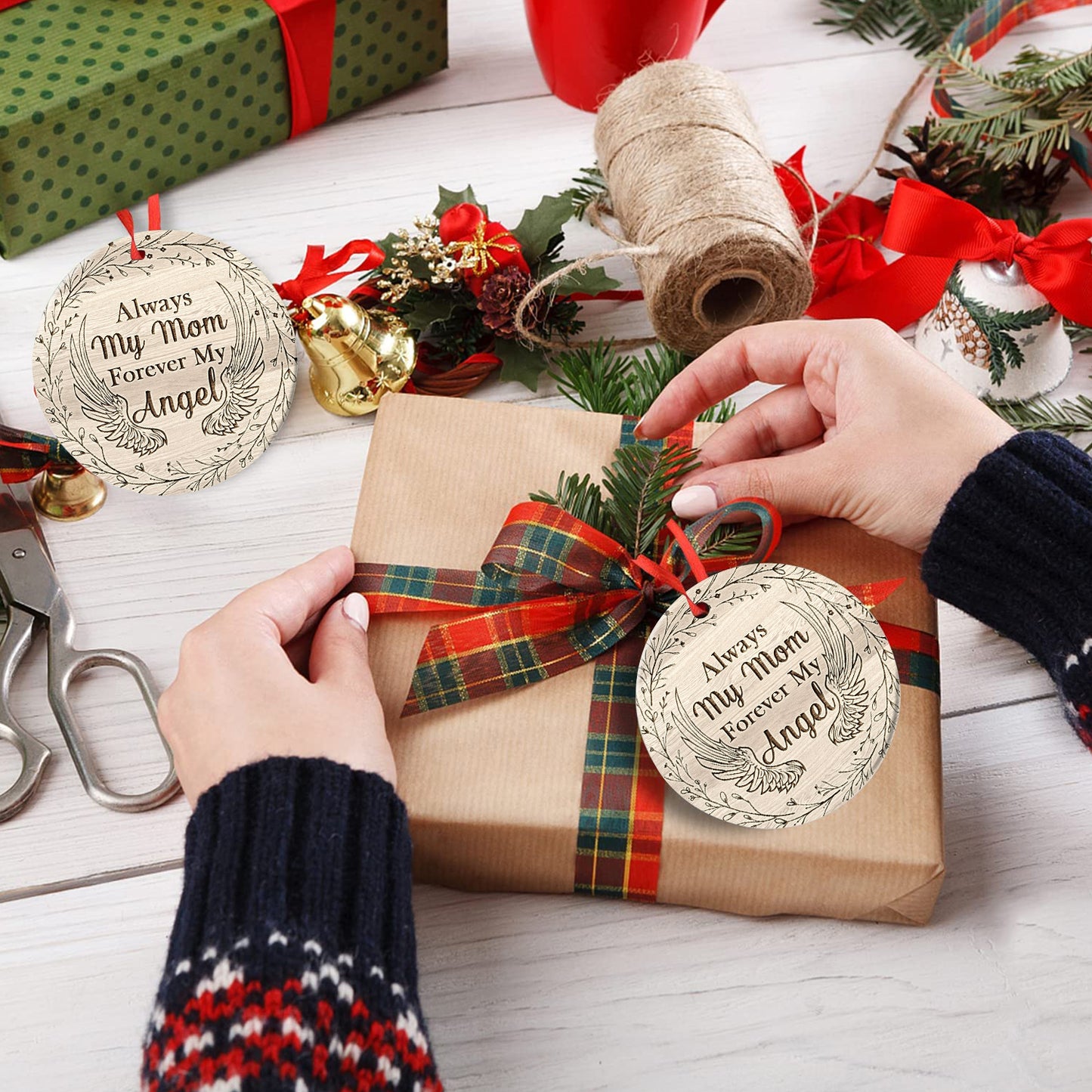 Mom Sympathy Ornament Always My Mom Forever My Angel Ornament Remembrance Gift For Loss Of Mother-Aluminum Metal Ornament