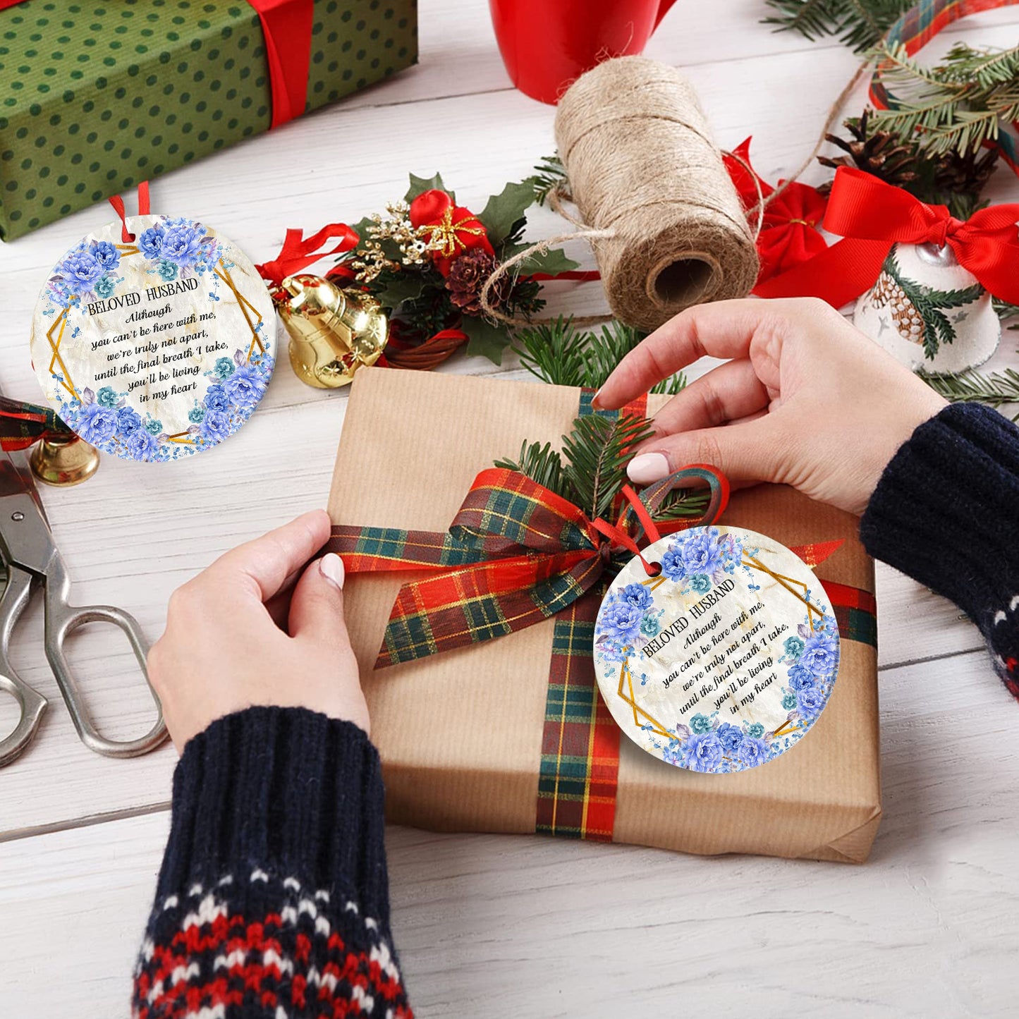 Beloved Husband Ornament Memorial Gifts For Loss Of Husband- Sympathy Deceased Bereavement Remembrance Grieving Gifts- Aluminum Metal Ornament