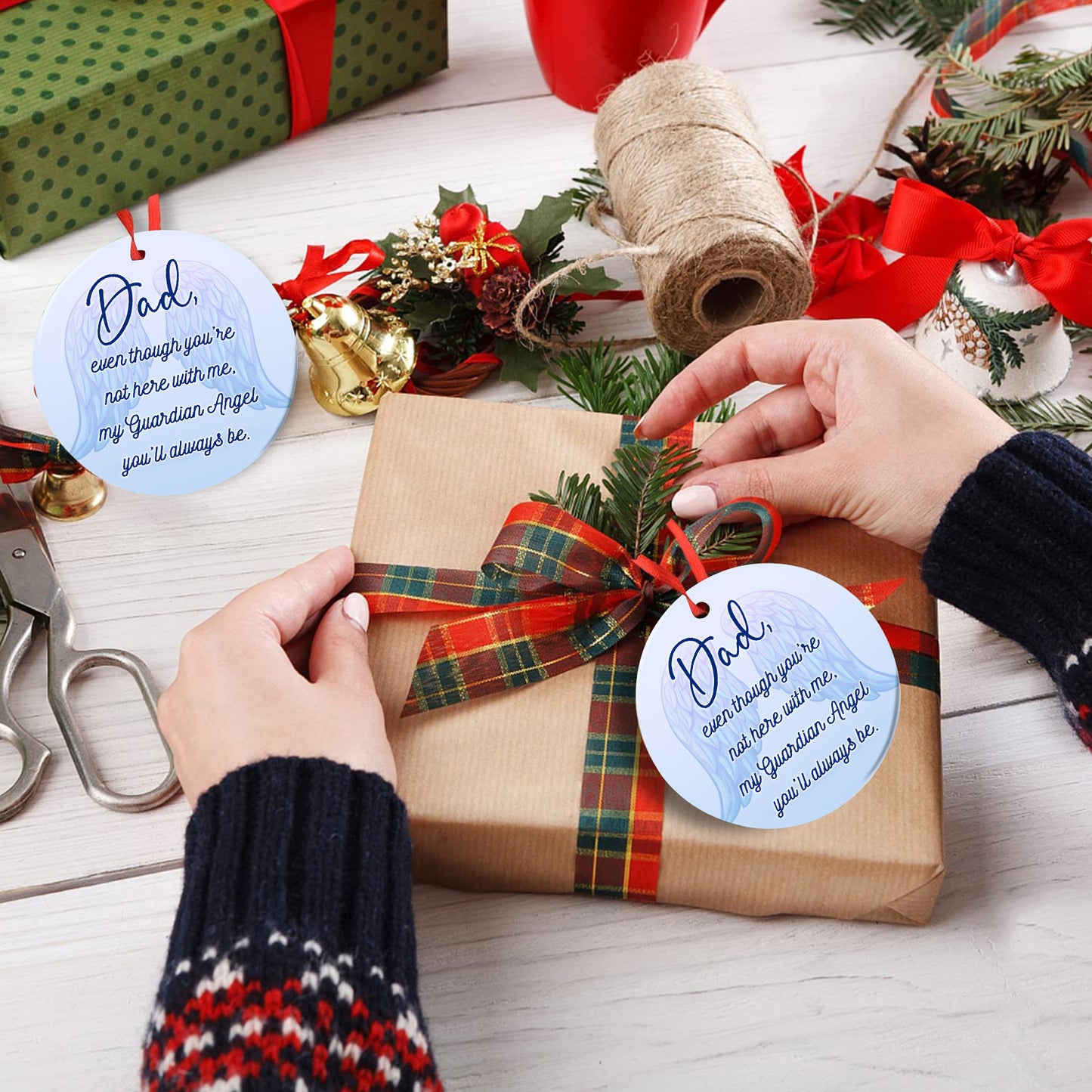 Dad Keepsake Ornament My Guardian Angel You're Always Be Ornament Memorial Gift For Loss Of Father - Aluminum Metal Ornament